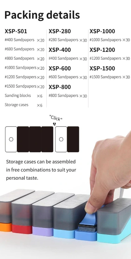 DSPIAE XSP-S01 Composite Adhesive Sandpaper Set (120 pcs + 12 pcs) / Sada samolepících brusných papírů a madel
