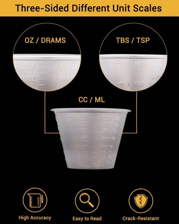Míchací kalíšek na barvy se stupnicí - Set 5ks (30ml)