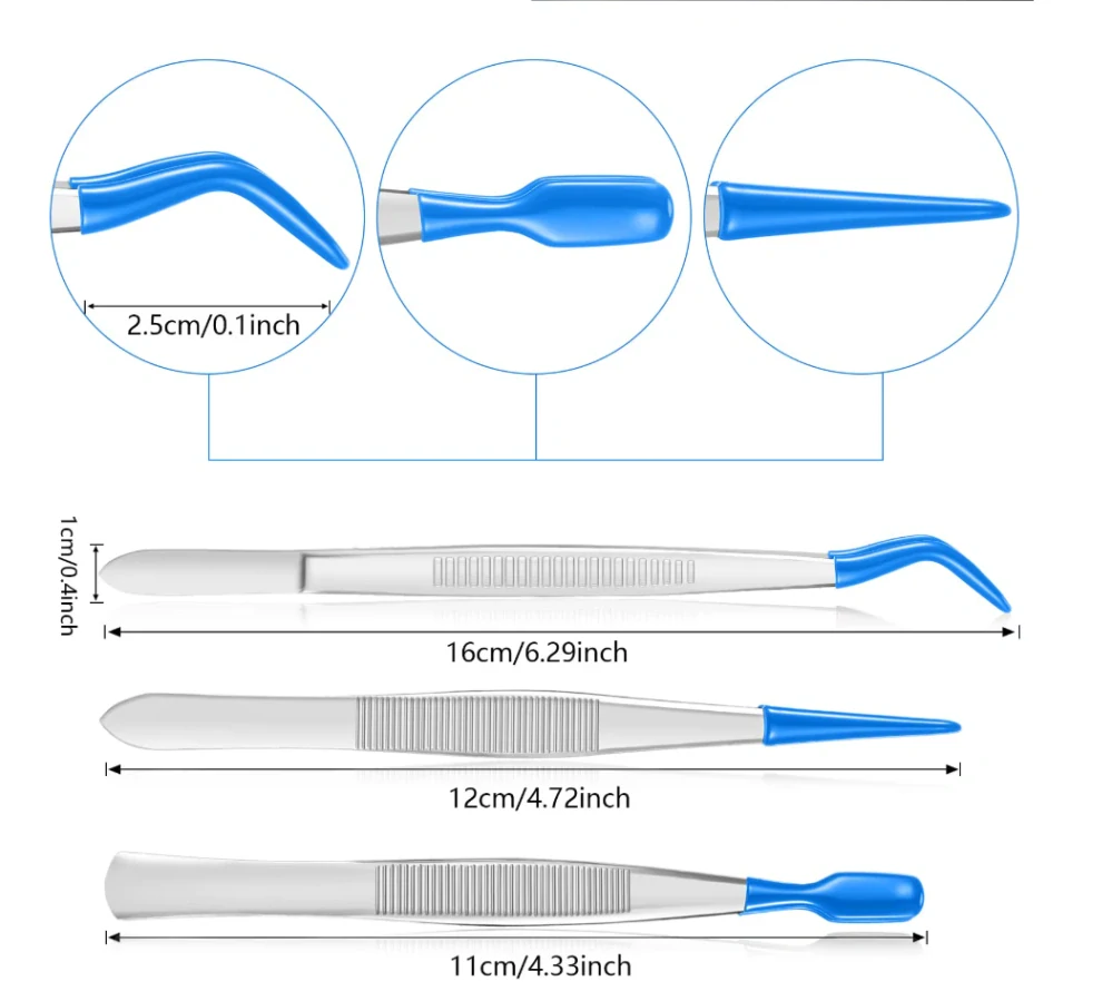Set protiskluzových pinzet (pogumované) 3v1