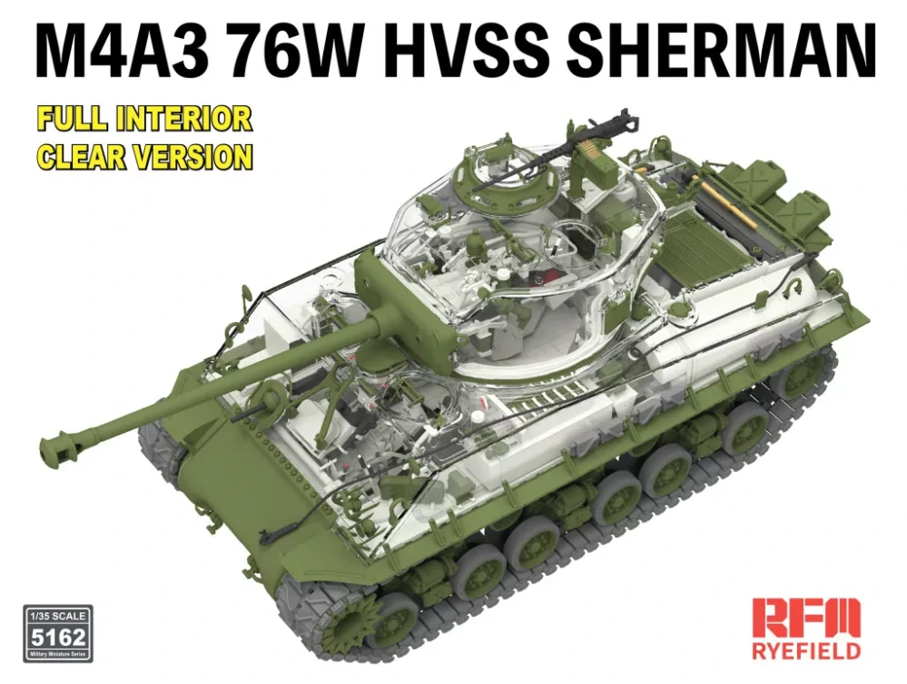 RFM M4A3 76W HVSS Sherman W/Full interior, clear edition 1/35 (Předobjednávka srpen/září)