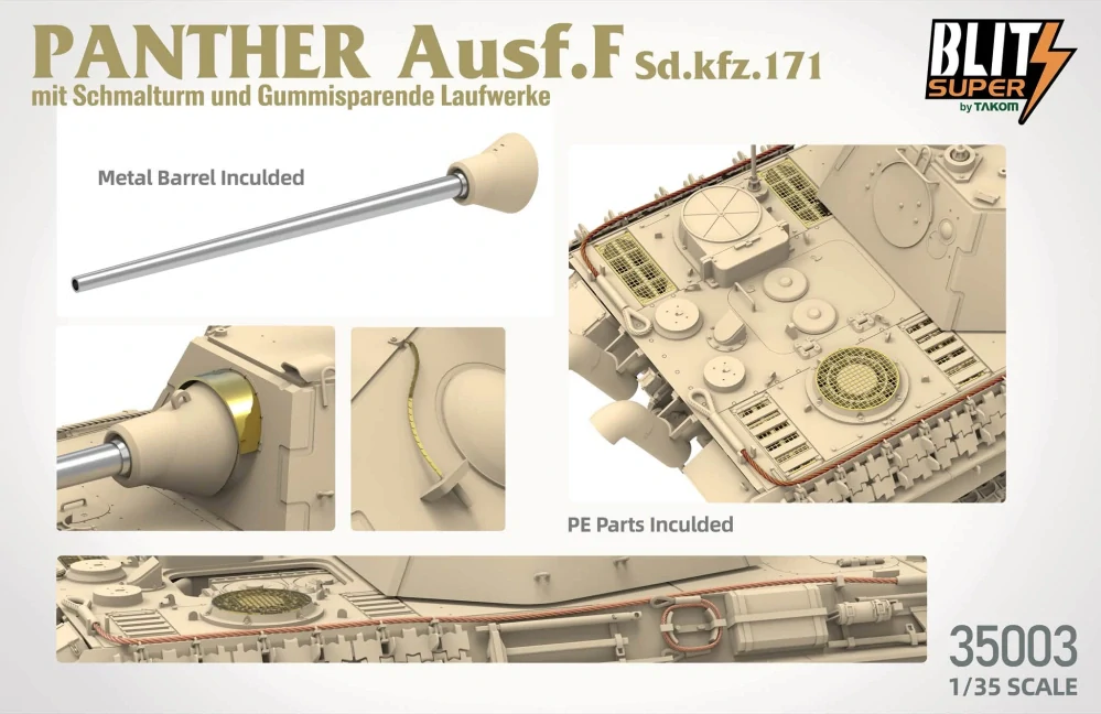 Takom Panther Ausf.F Schmalturm, gummispar. Laufrollen - Super Blitz 1/35 (Předobjednávka listopad)