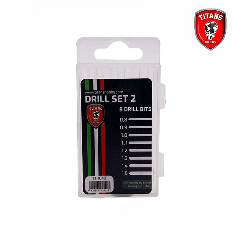 Titans Set #2 of 8 modelling drill bits (0,8 - 1,5 mm) / Set minivrtáků 8v1