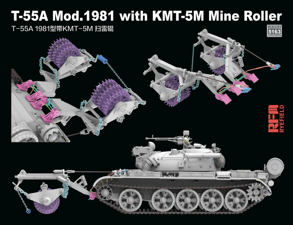 RFM T-55A Model 1981 with KMT-5M Mine Roller 1/35 (Předobjednávka listopad)
