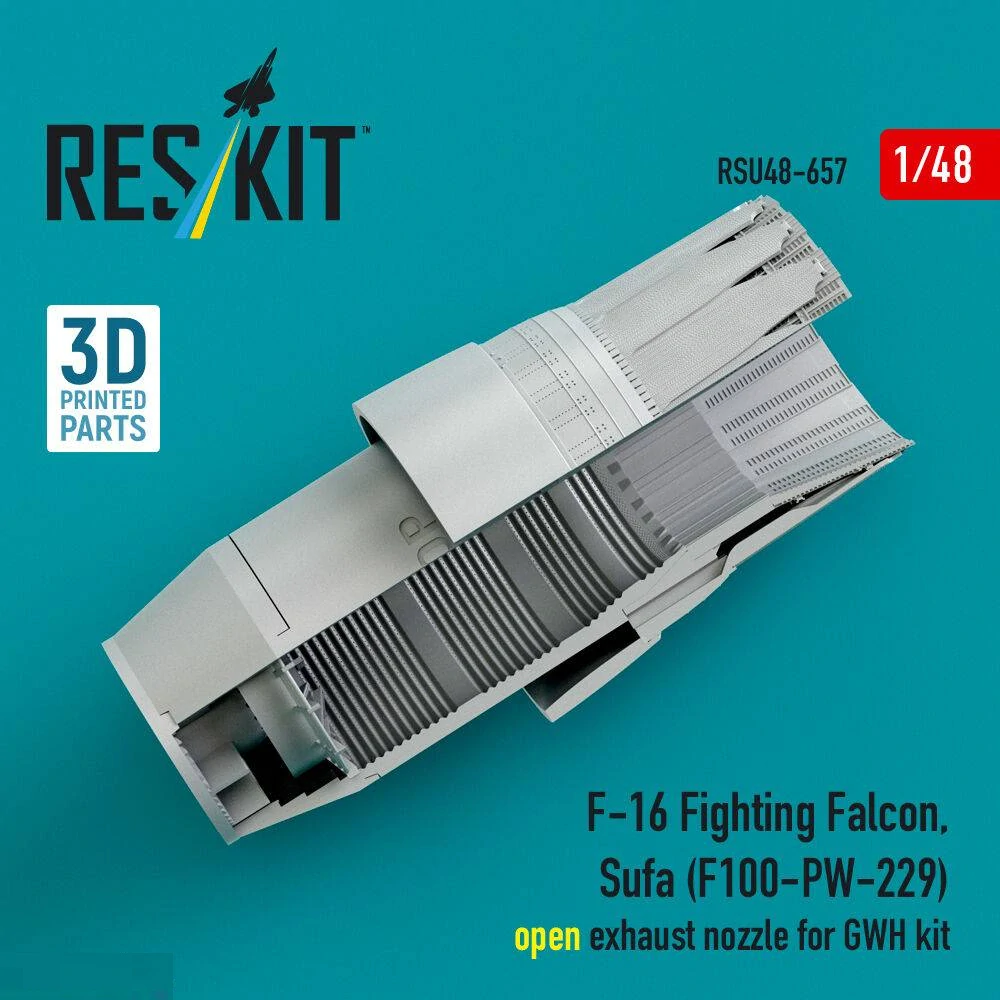Reskit Lockheed Martin F-16 Fighting Falcon / Sufa - F100-PW-229 Open Exhaust Nozzle (for GWH Kits / 3D-Printed) 1/48