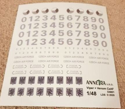 Annetra Mi-17 + Mi-24 znaky a trupová čísla pro NATO kamufláže - decal set (ČR) 1/48