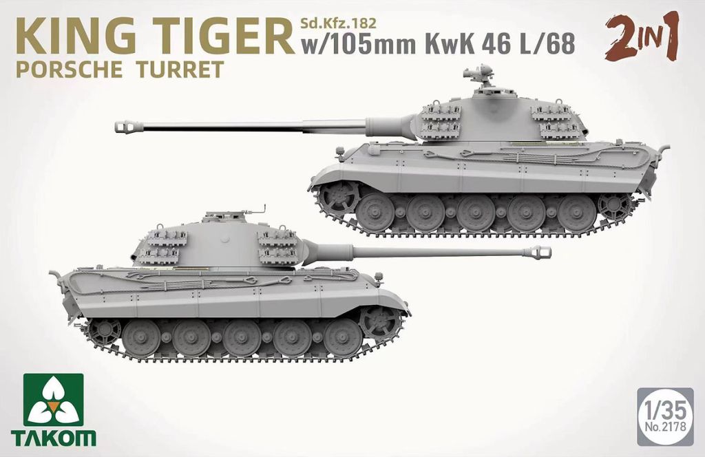 Takom King Tiger Porsche Turret w/105mm KwK 46 L/68 (2in1) 1/35