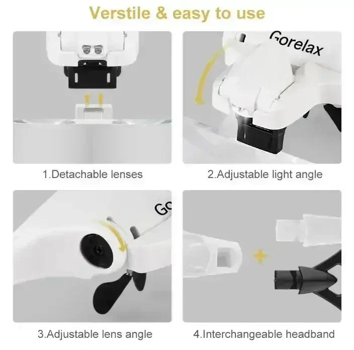 Modelářské brýle s LED (1.0X, 1.5X, 2.0X, 2.5X a 3.5X)