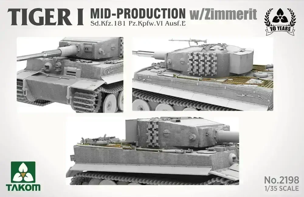 Takom Tiger I Mid-Production w/Zimmerit Sd.Kfz. 181 Pz.Kpfw. VI Ausf. E 1/35