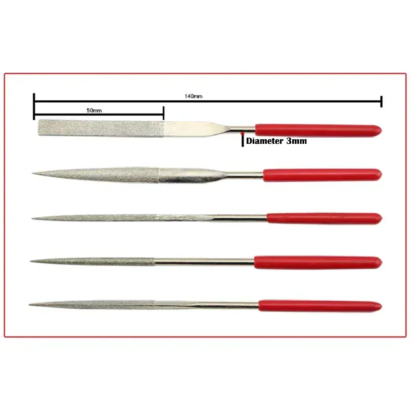 Set diamantových jehlových pilníků 5 v 1