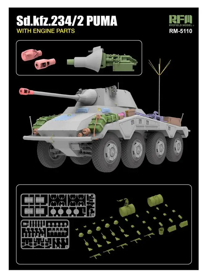 RFM Sd.Kfz.234/2 PUMA with Engine Parts 1/35