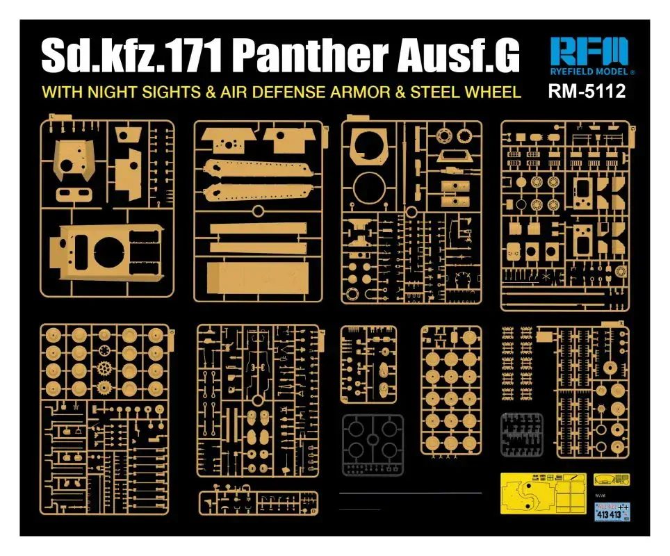 RFM Sd.Kfz.171 Panther G w/Night Sights and Air Defense Armor & Steel Wheel 1/35