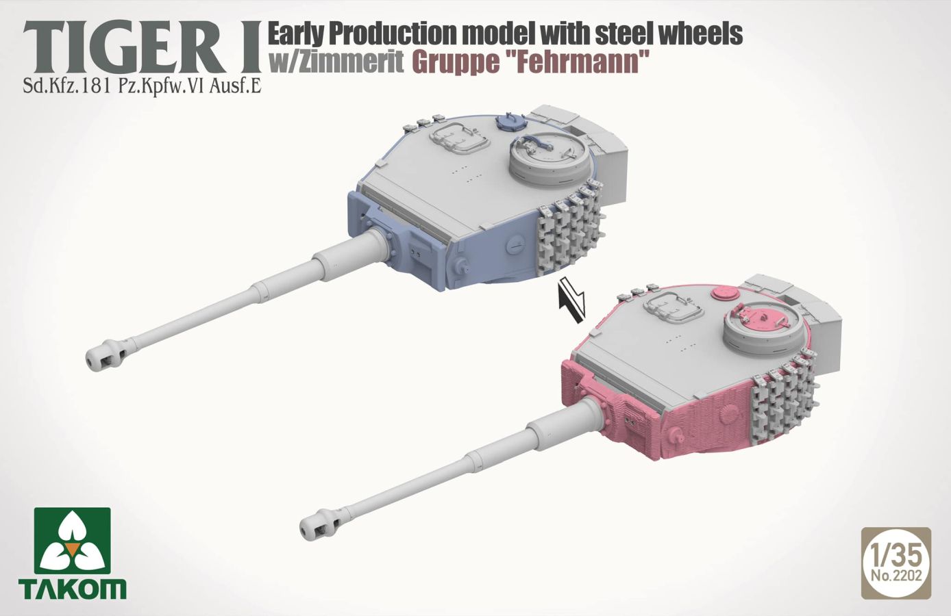 Takom TIGER I EARLY-Steel Wheels/Zimm. - Gruppe Fehrmann 1/35