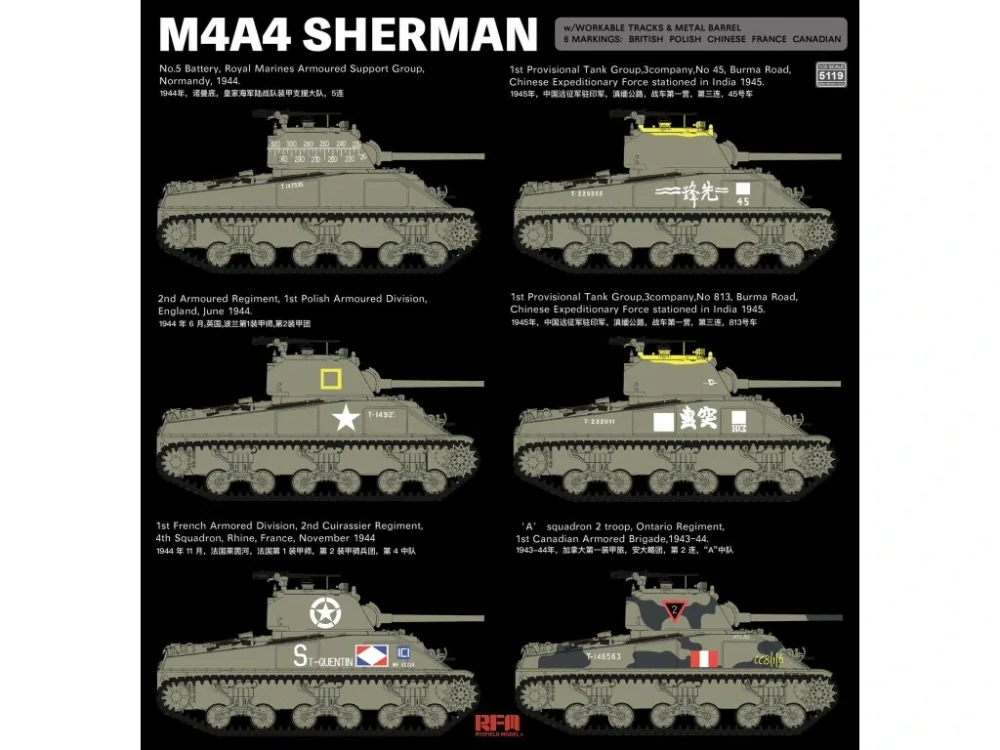 RFM M4 A4 Sherman with workable tracks 1/35