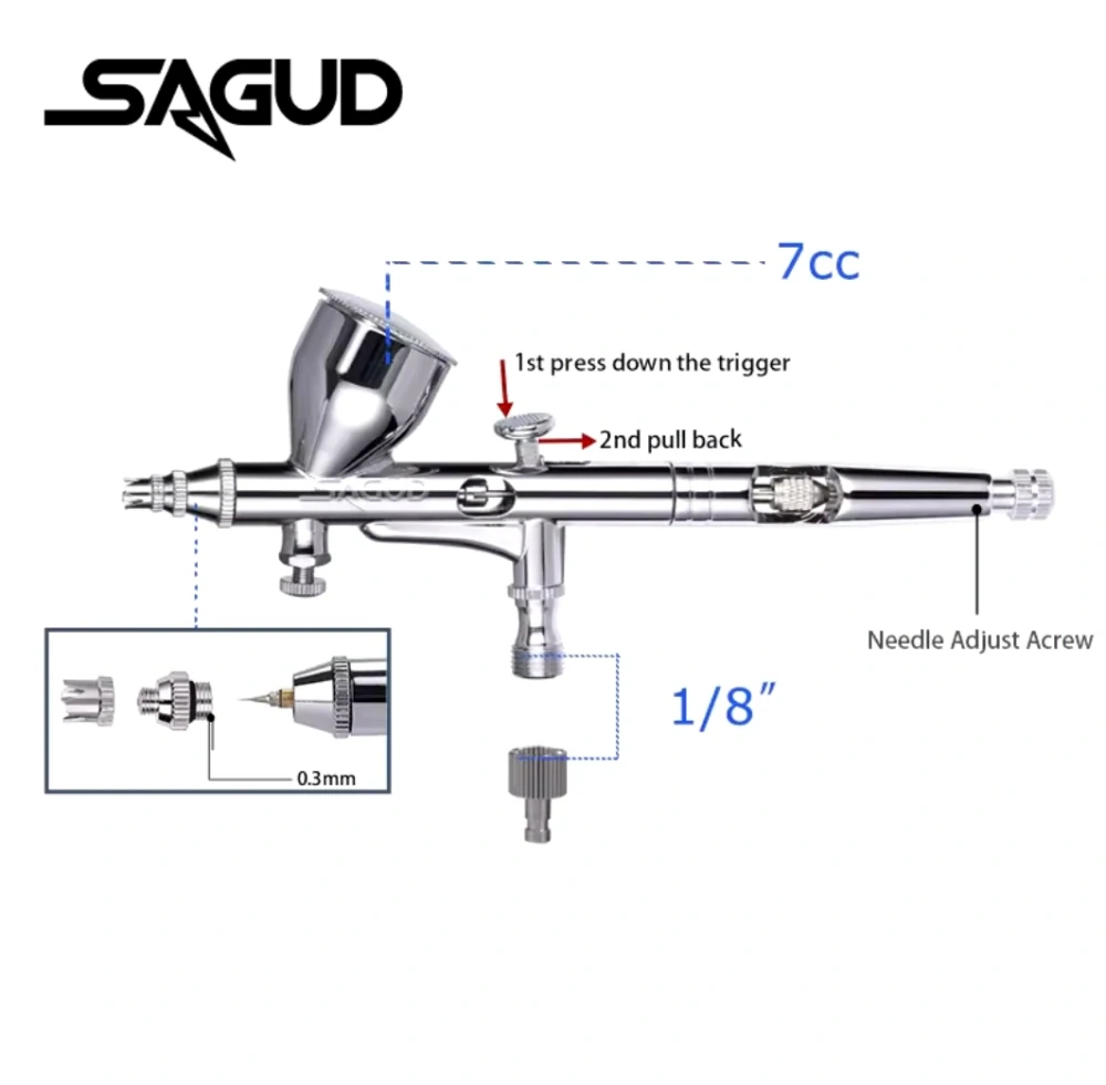 Sagud SD-180 Double Action Airbrush 0.2mm