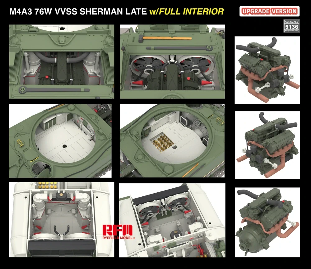 RFM M4A3 76W VVSS Sherman late UPGRADE full interior 1/35