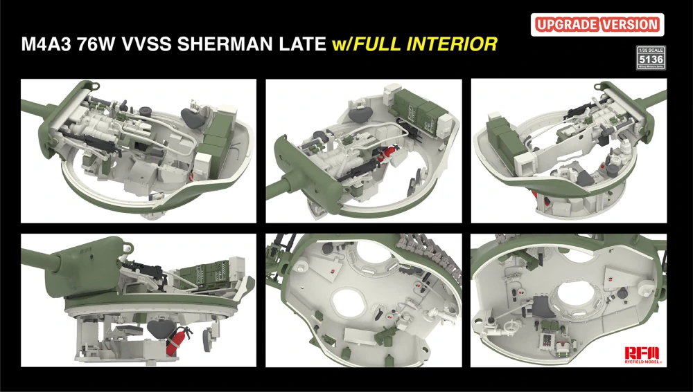 RFM M4A3 76W VVSS Sherman late UPGRADE full interior 1/35