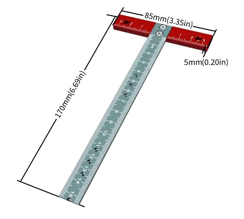Pravoúhlé Řezací Pravítko T Kovové - 15cm (Přesazené)