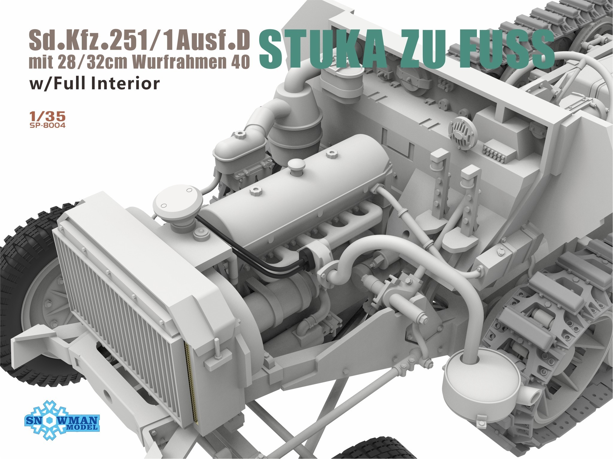 Vespid Models Sd.Kfz.251/1 Ausf.D mit 28/32cm Wurfrahmen 40 Stuka Zu Fuss w/Full Interior Metal parts +3D printed parts+3D printing tire 1/35