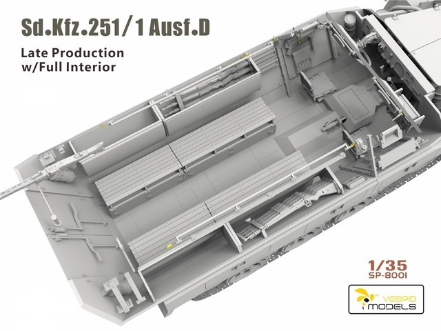 Vespid Models Sd.Kfz.251/1 Ausf.D Late Production w/Full Interior Metal parts + 3D printed parts + 3D printed tires 1/35