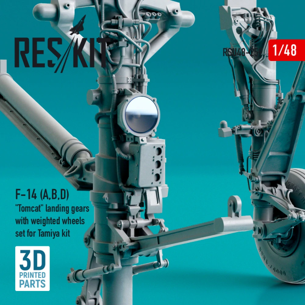 RES/KIT F-14 (A,B,D) "Tomcat" Landing Gears With Weighted Wheels Set For Tamiya Kit (Resin 3D print) - detail set 1/48