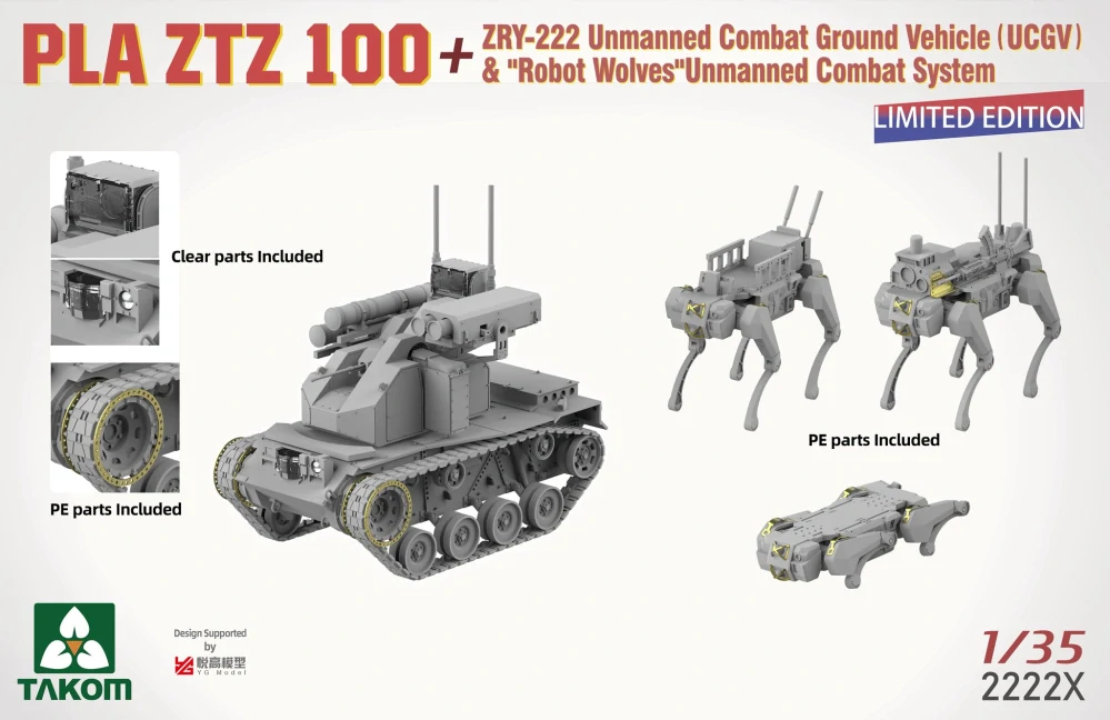 Takom PLA ZTZ 100 + ZRY-222 + Robot Wolves + 3D resin díly + Masky - Limited Edition! 1/35