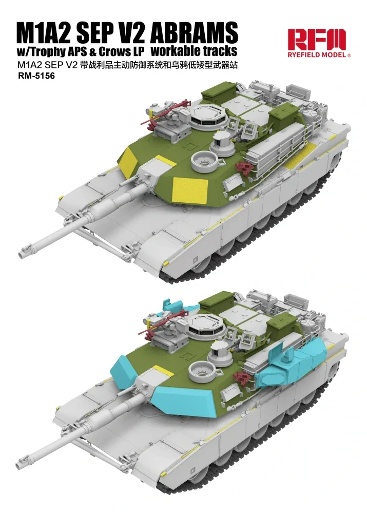 RFM M1A2 SEP V2 ABRAMS w/Trophy APS & Crows LP / workable tracks 1/35