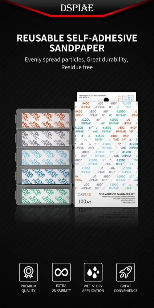 DSPIAE DSP-S01 Reusable Self-Adhesive Sandpaper Set / Sada samolepících brusných papírů (100ks)