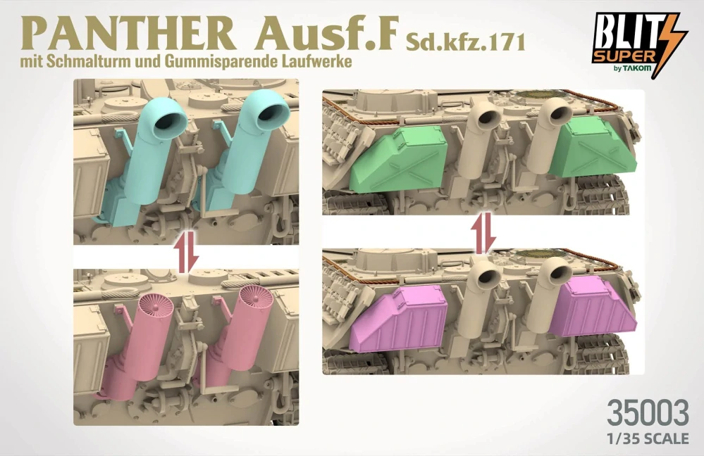 Takom Panther Ausf.F Schmalturm, gummispar. Laufrollen - Super Blitz 1/35 (Předobjednávka listopad)