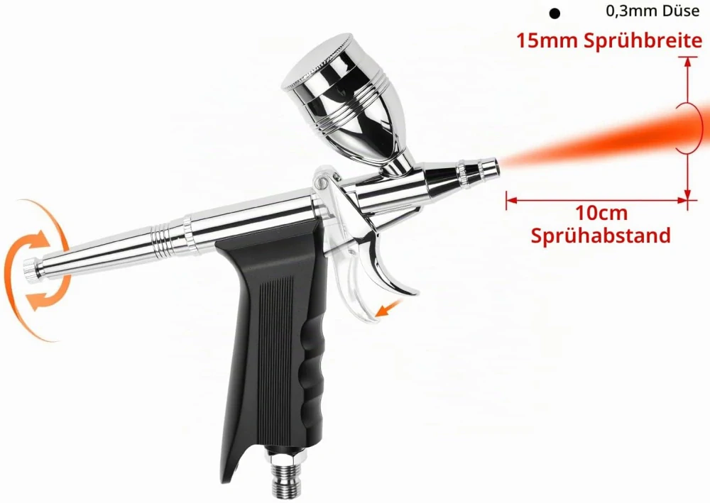 QWORK Double Action Airbrush 3v1 0,3mm + 0,5mm + 0,8 mm (Trigger type)