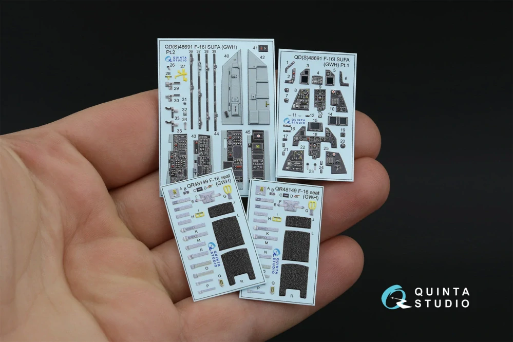 Quinta Studio Lockhhed Martin F-16 I Sufa - 3D-Printed & Coloured Interior (for GWH Kits) 1/48