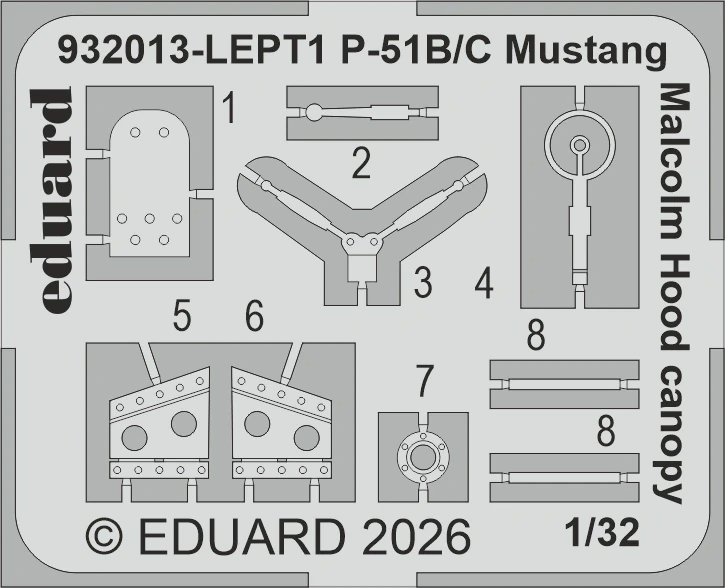 Eduard P-51B Mustang Malcolm Hood canopy Hybrid 1/32 (Předobjednávka listopad)