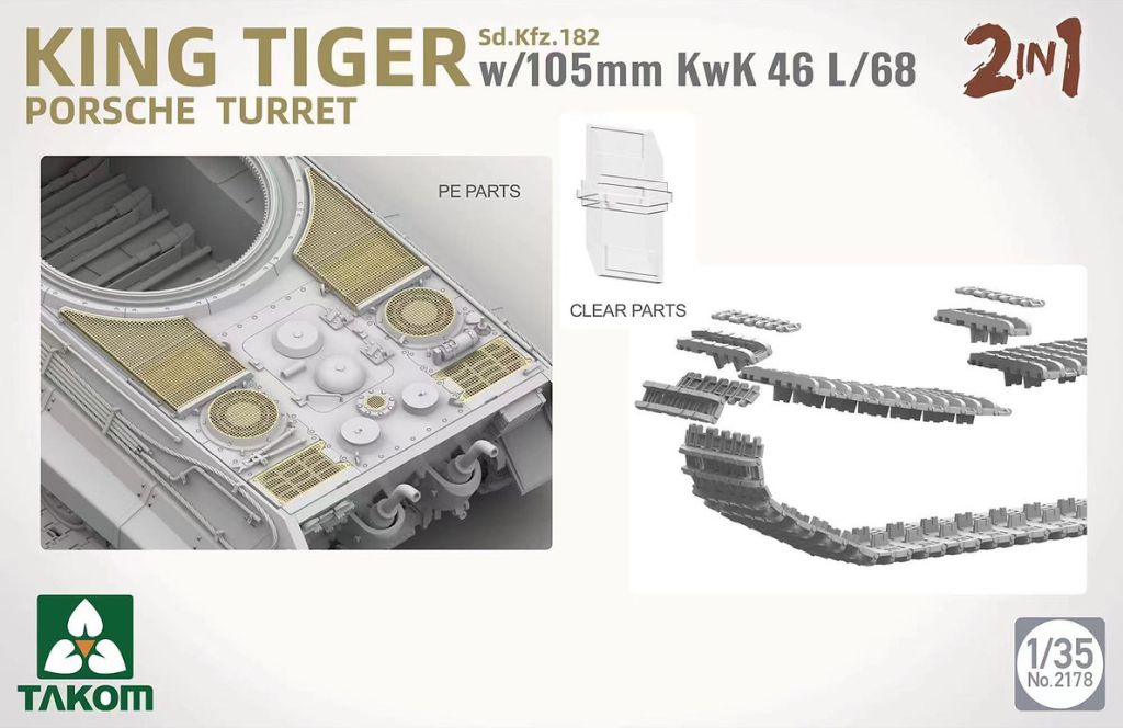 Takom King Tiger Porsche Turret w/105mm KwK 46 L/68 (2in1) 1/35