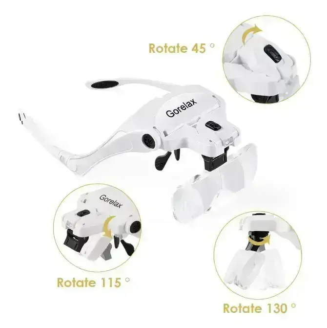 Modelářské brýle s LED (1.0X, 1.5X, 2.0X, 2.5X a 3.5X)