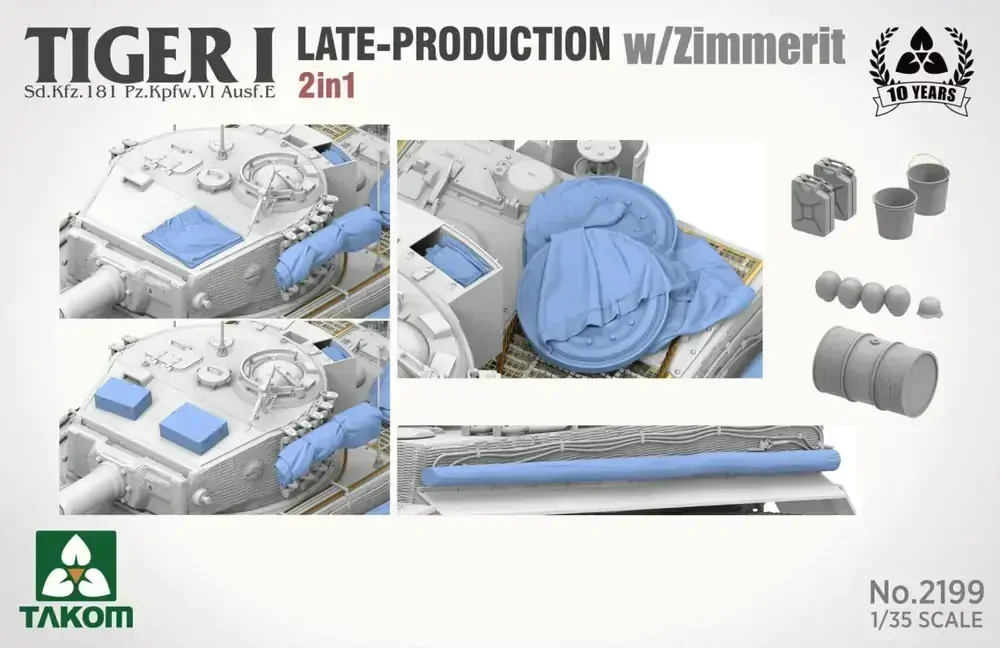 Takom Tiger I Late Production w/zimmerit Sd.Kfz. 181 Pz.Kpfw. VI Ausf. E (Late/Late Command) 1/35