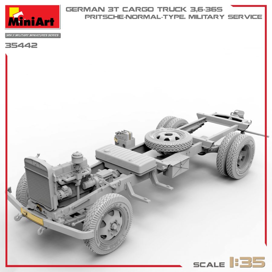 MiniArt German 3t Cargo Truck 3,6-36S. Pritsche-Normal-Type. Military Service 1/35
