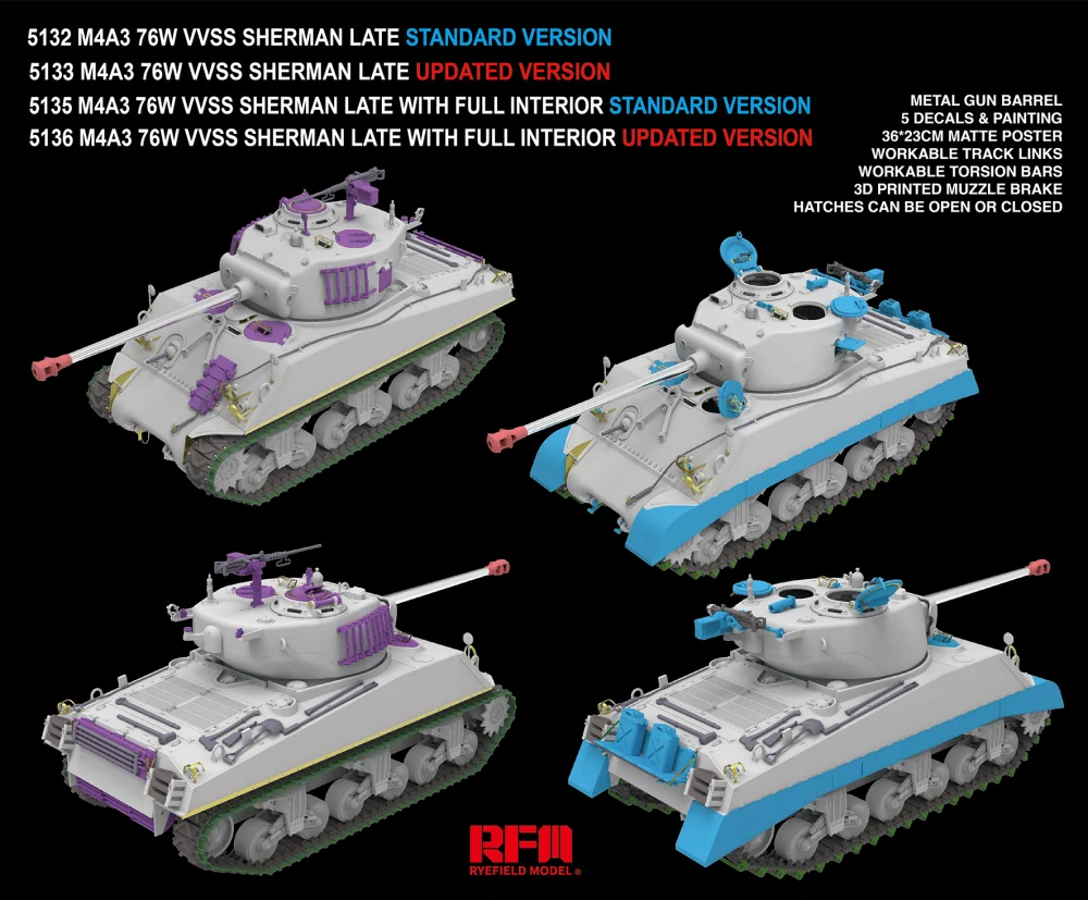 RFM M4A3 76W VVSS Sherman late STANDARD full interior 1/35