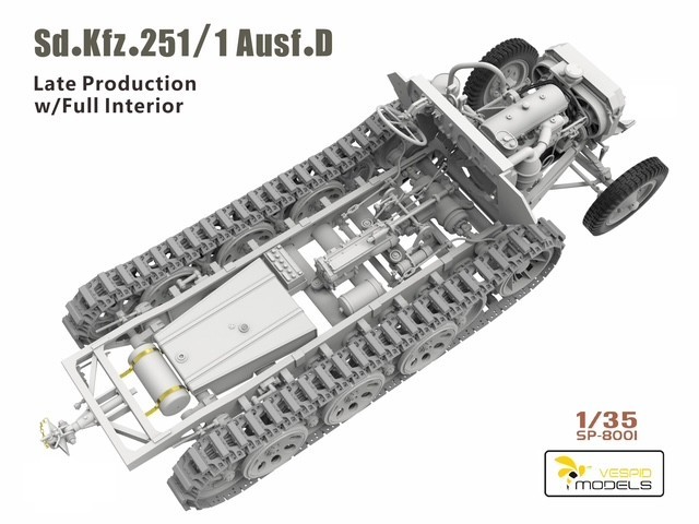 Vespid Models Sd.Kfz.251/1 Ausf.D Late Production w/Full Interior Metal parts + 3D printed parts + 3D printed tires 1/35