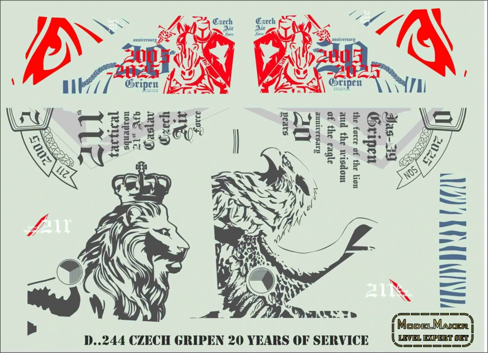 Model Maker Decals Czech Gripen 20 Years Of Service (For Kitty Hawk) - decal set (ČR) 1/48