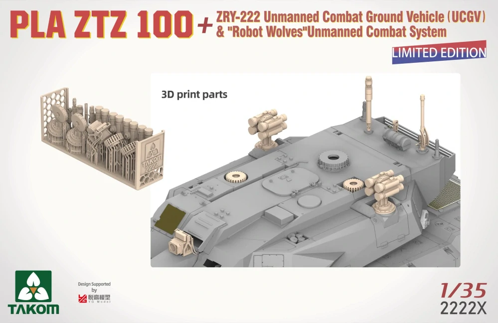 Takom PLA ZTZ 100 + ZRY-222 + Robot Wolves + 3D resin díly + Masky - Limited Edition! 1/35