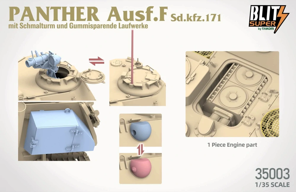 Takom Panther Ausf.F Schmalturm, gummispar. Laufrollen - Super Blitz 1/35 (Předobjednávka listopad)
