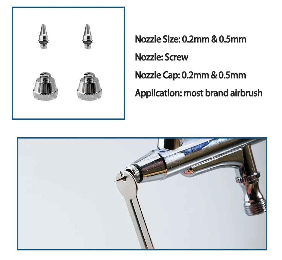 Sagud SD-130S Double Action Airbrush Set 0.2mm + 0.3mm + 0.5mm