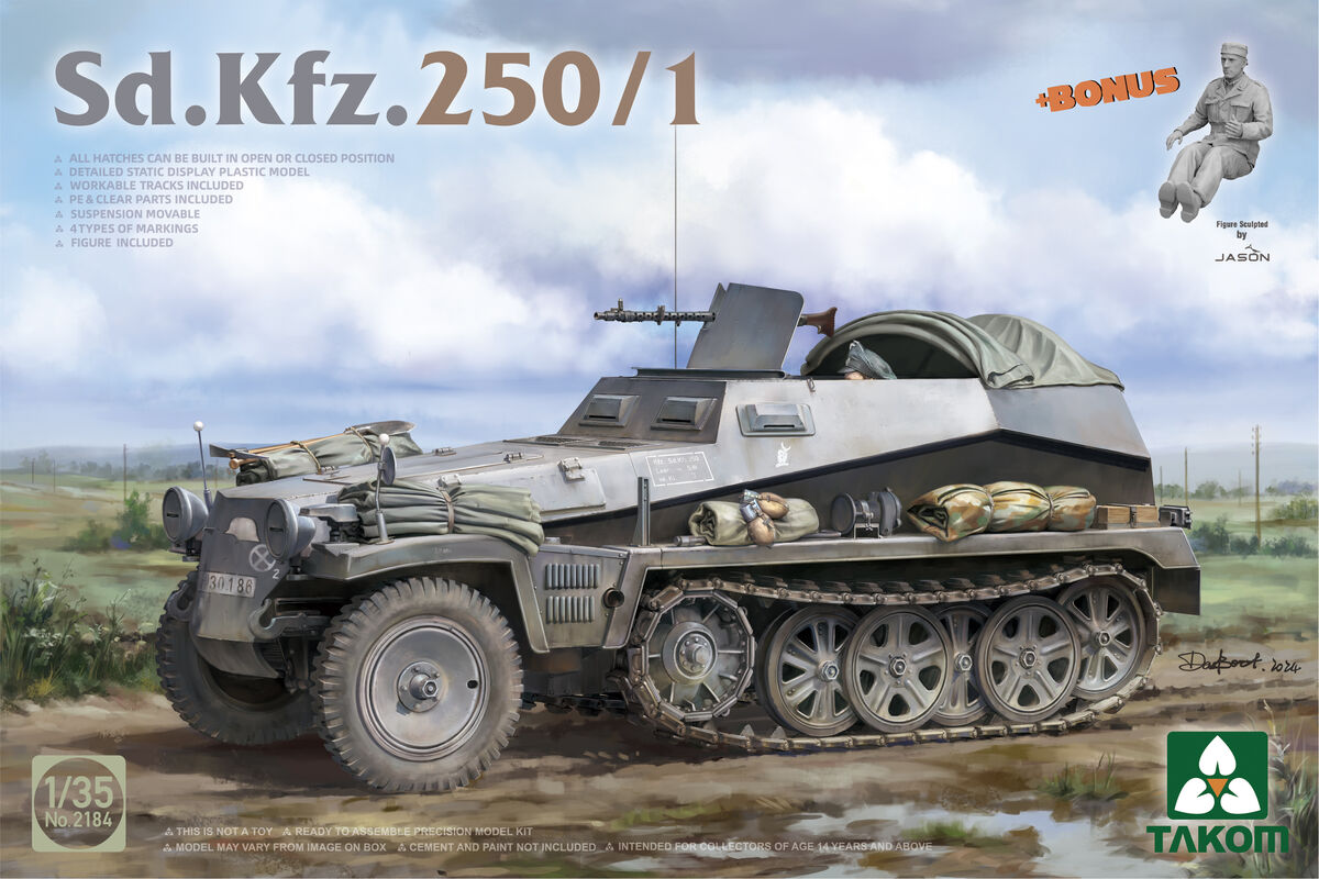 Takom Sd.Kfz. 250 BIG BOX 2 kits & 1:16 Rommel figure Full Interior 1/35