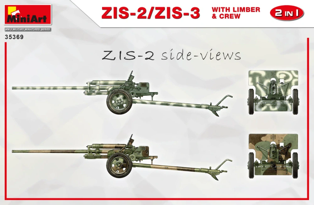 MiniArt ZIS-2/ZIS-3 With LIMBER & CREW. 2 IN 1 1/35