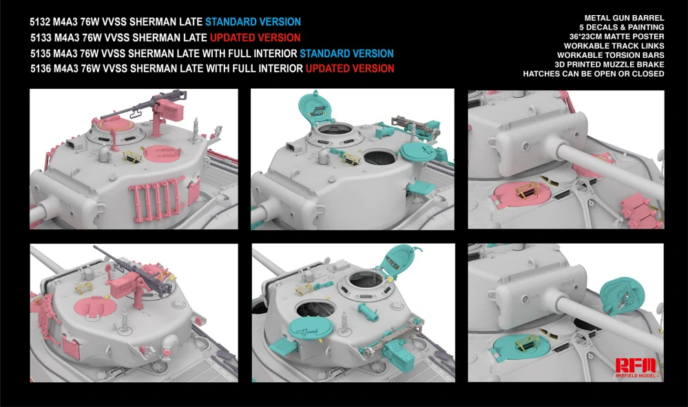 RFM M4A3 76W VVSS Sherman late STANDARD full interior 1/35