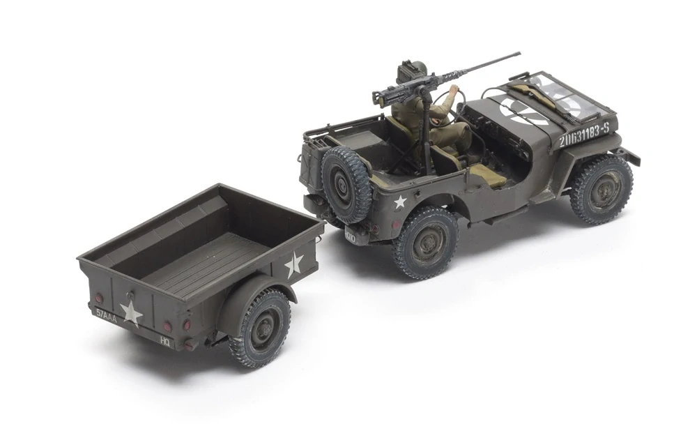 Takom U.S. Army 1/4 ton utility truck with 1/4 ton utility trailer & MP figure (souprava Jeep Willys) 1/35