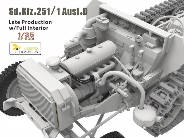 Vespid Models Sd.Kfz.251/1 Ausf.D Late Production w/Full Interior Metal parts + 3D printed parts + 3D printed tires 1/35