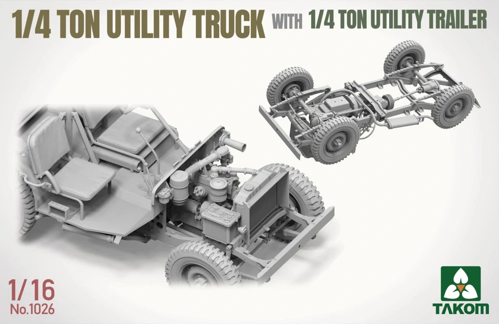Takom ¼-ton utility truck w. ¼-t. utility trailer (Jeep) 1/16
