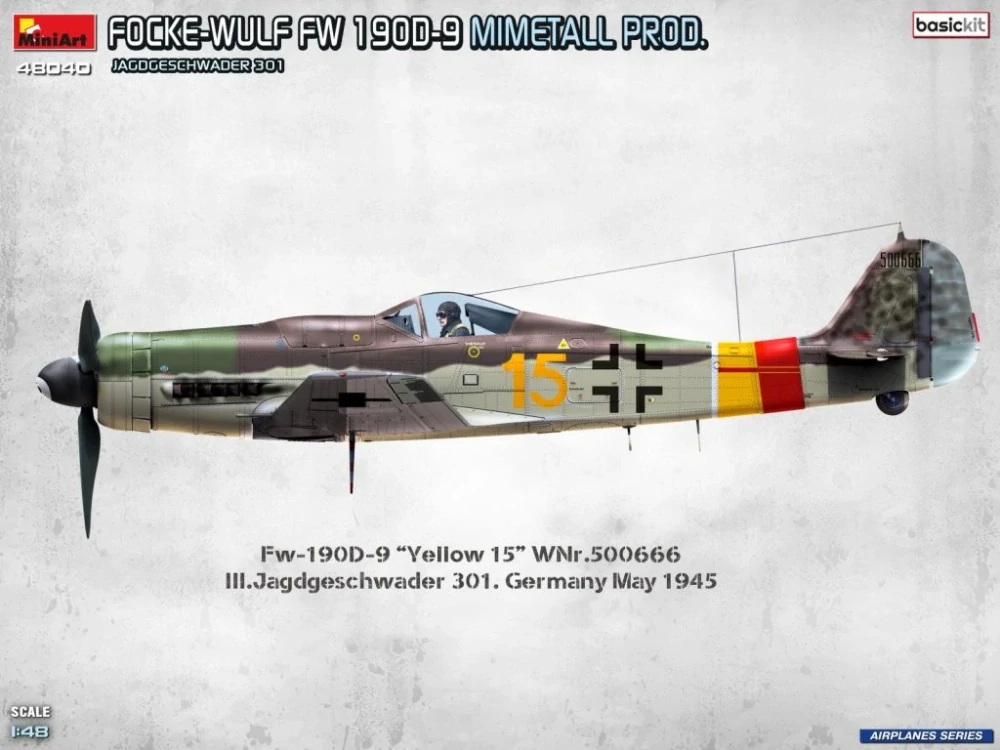 MiniArt FOCKE-WULF FW 190D-9. MIMETALL PROD. JAGDGESCHWADER 301. Basic Kit 1/48