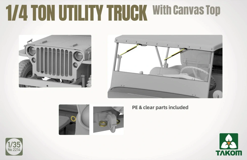 Takom 1/4 ton Utility Truck (Jeep) with canvas top (Jeep) 1/35 (Předobjednávka listopad)