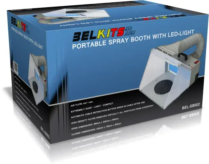 Stříkací filtrační box pro Airbrush 42cm - 4m3/min + LED + Ext. hadice